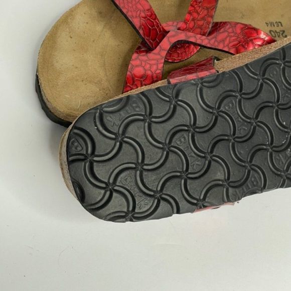 Birkenstocks Red Snakeprint Sandals - Picture 3 of 5